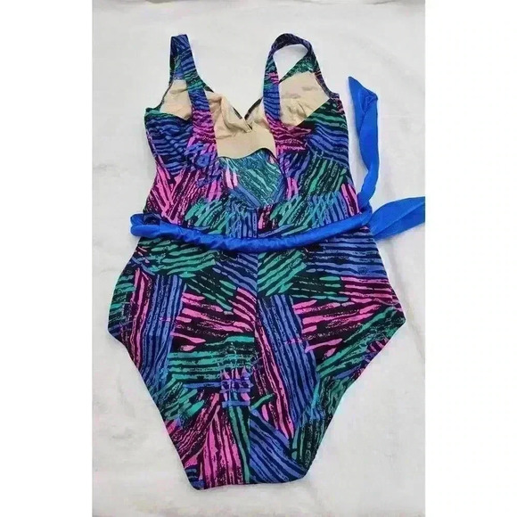 Vtg 80s/90s Robby Len Swimfashions Women's 14 Multicolored One-piece Swimsuit - Picture 2 of 9